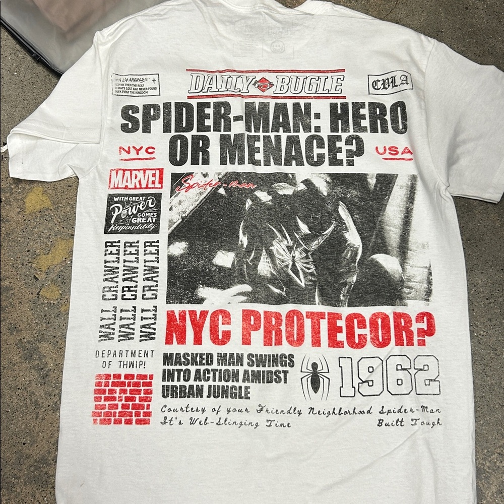 Civil LA x Marvel CVLA Shirt Mens Size XL White The Daily Bugle Spiderman New